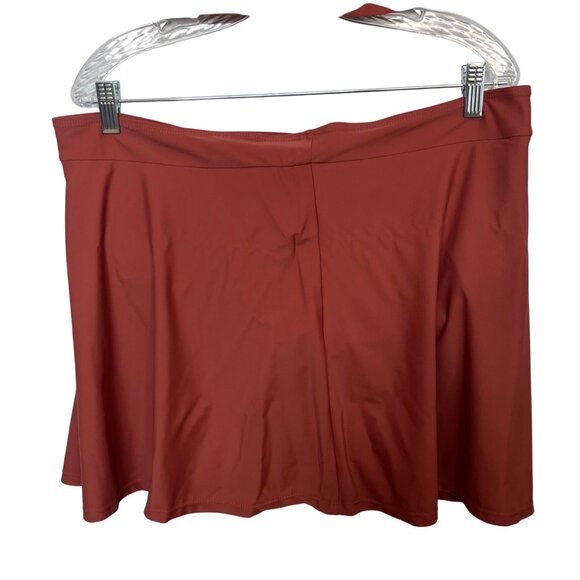 Two Piece Swimsuit Set Padded Top Flared Skirt Womens 3XL Rust Red New WOT - Picture 6 of 10